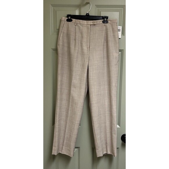 PENDLETON 100% Virgin Wool Trousers Size 16 Petite Tan Taper Leg Lined Pants NWT - Picture 1 of 15